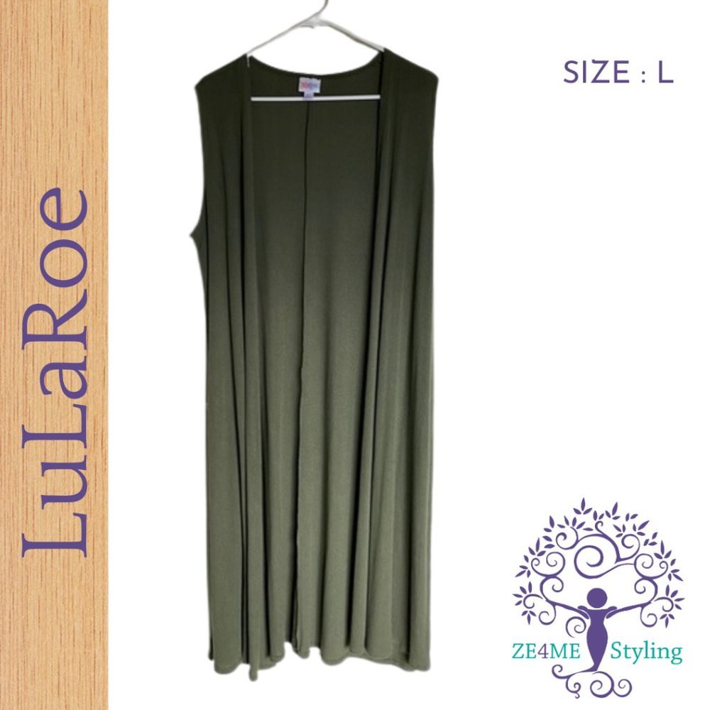 Lularoe Joy Vest Green Ribbed Size L